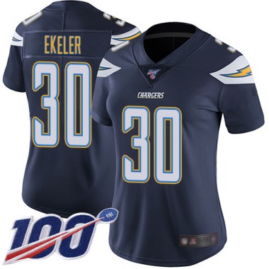 Los Angeles Chargers NFL Football Austin Ekeler Navy Blue Jersey Women Limited #30 Home 100th Season Vapor Untouchable->los angeles chargers->NFL Jersey